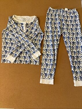 Roller Rabbit White & Blue Monkey Print Kids Pajama Set